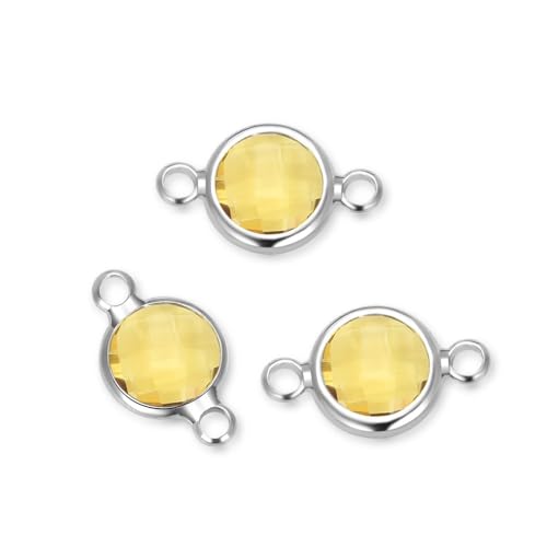 10pcs Adabele Grade A November Topaz Yellow Birthstone Connector Link 6mm (0.24 Inch) Silver Plated Round Austrian Crystal Bead for Jewelry Making CCP1-S11 - color: November - Yellow, size: 6mm - 10pcs