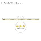 MECCANIXITY Ball Bead Chain Beaded Necklace Chains 5 Inch Adjustable Metal Ball Chains 2.4mm/0.1inch Keychain for Jewelry Making,DIY Craft Projects,Pack of 36(Yellow) - color: Yellow