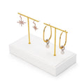 2 Slot PU Leather T-bar Earrings Jewelry Stand Holder Earring Display Rack (White) - size: 6.3" x 3.15" x 4.13"