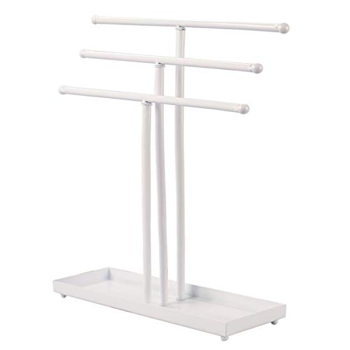 AUTODECO Jewelry Organizer Stand 3 Tier Tabletop Bracelet Rings Watches Necklace Display with Tray Great for Women White - color: Xy011-white
