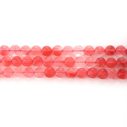 6mm Faceted Natural Watermelon Red Stone Beads Coin Disc Gemstone Spacer Beads for Jewelry Making DIY Bracelet Necklace - color: Watermelon Red