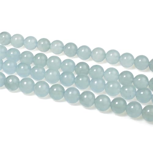 MJDCB Stone Beads 8mm 43pcs Round Grey Blue Jade Loose Gemstone Bead Charms for Jewelry Making Bracelet Necklace Earring Pendant - color: Grey Blue Jade, size: 8mm