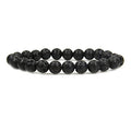 Angelstones Handmade Natural Healing Gemstone 8mm Round Beads Stretch Crystal Bracelet 7 Inch Unisex - color: Lava