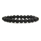 Angelstones Handmade Natural Healing Gemstone 8mm Round Beads Stretch Crystal Bracelet 7 Inch Unisex - color: Lava
