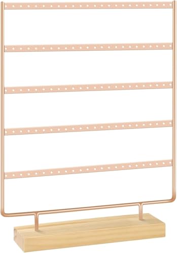 Earring Holder Organizer, Earring Display For Vendors, Earring Organizer, Earring Holder, Rose Gold Jewelry Organizers and Storage(5 Tiers & 120 holes) - color: Rose Gold