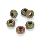 Adabele 10pcs Natural Unakite Jasper Gemstone 8x14mm Donut Rondelle Beads Large Hole ID 5.6mm for DIY Craft Jewelry Making GW-A11 - color: Unakite Jasper, size: 14mm x 8mm - 10pcs