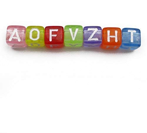 1000pcs Mixed Acrylic Letter/Alphabet “A-Z”Cube Beads for DIY Craft (Transparent Multicolor 6x6x6mm) - color: Transparent Multicolor 6x6x6mm