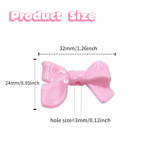 18 Pcs Bow Acrylic Beads Rhinestone Bead for Beadable Pens Handicrafts Beaded Pen Phone Straps Bag Pendants DIY Crafts Stuff - color: Arylic Bow-18pcs