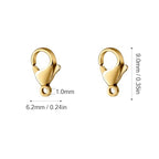[9MM/ 100PCS] Gold Lobster Clasps for Jewelry Making 18K Gold PVD Plated 304 Stainless Steel Lobster Claw Clasps Bulk for DIY Crafts Jewelry Making - color: 9mm gold