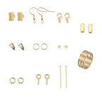 Pandahall Golden Jewelry Beading Starter Kits with Brass Crimp End Caps and Jewelry Findings for Bracelet Necklace Earring Making Repairing - color: Golden