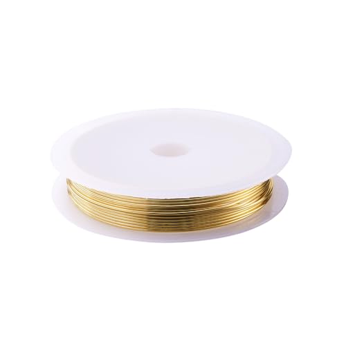 1 Roll 10.17 Feet(3.1m) 21 Gauge Round Copper Jewelry Bendable Wire Long-Lasting Plated Jewelry Wire Soft Artistic Wires Copper Metal Beading for Jewelry Making Crafts,Light Gold - color: 21 Gauge,Light Gold