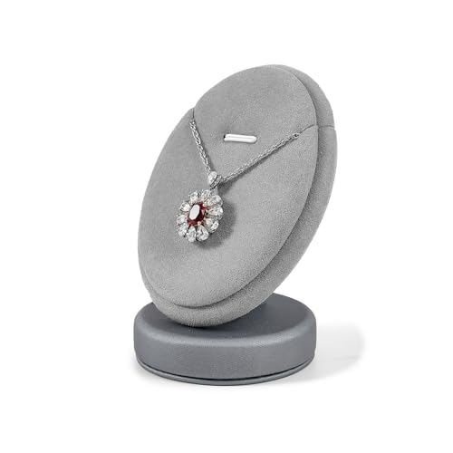 PU Leather Necklace Display Stand Microfiber Small Necklace Holder Jewelry Gift Display Stand For Birthday, Valentine's Day (Light Gray) - color: Light Grey