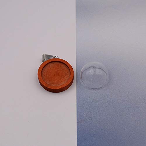 ZenRa 10-Piece Glass Dome Pendant Set with Wooden Base & Hollow Glass Cabochons (20mm Red Coffee) - size: 20mm Dome Red Coffee