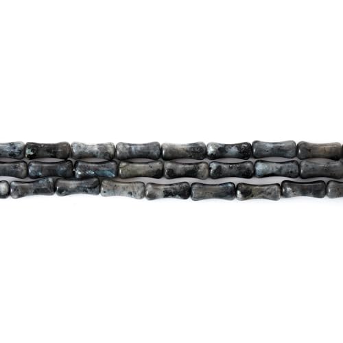 5x12mm Natural Black Labradorite Stone Bamboo Shape Gem Healing Energy Loose Spacer Beads for DIY Necklace Bracelet Earring - color: Black Labradorite