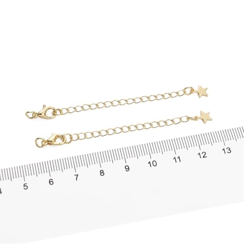 BEADIA 14K Gold Plated Extender Chains 75mm 20pcs Star Extension Tail Chains for Jewelry Making Findings - color: Star