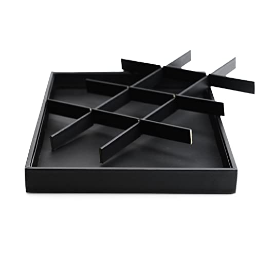 Oirlv Black Leather Jewelry Display Tray 12 Grid Jewelry Drawer Organizer Bracelet Bangle Organizer Independent Storage - style: P01702