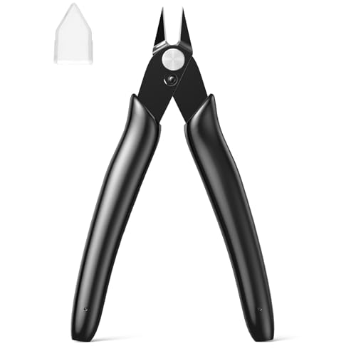 BOENFU Micro Wire Cutters 5 Inch 3d Print Snips Model Nippers Filament Zip Tie Flush Cutter for Jewelry Making, Soft Copper Wire, Crafts, Floral, Electronics, Black - color: Black ( 1 Pack )