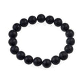 AD Beads Natural Gemstone Round Beads Stretch Bracelet Healing Reiki 10mm (Matte Black Onyx) - color: Matte Black Onyx