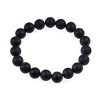 AD Beads Natural Gemstone Round Beads Stretch Bracelet Healing Reiki 10mm (Matte Black Onyx) - color: Matte Black Onyx