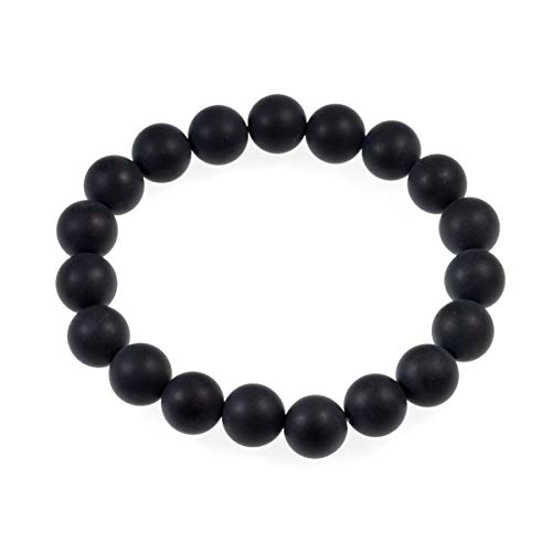 AD Beads Natural Gemstone Round Beads Stretch Bracelet Healing Reiki 10mm (Matte Black Onyx) - color: Matte Black Onyx