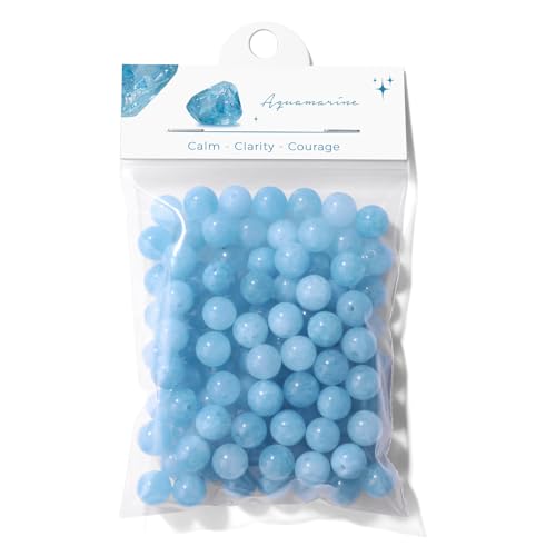 Raicegs 100pcs 8mm Aquamarine Beads Natural Gemstone Beads Round Loose Beads for Jewelry Making DIY Bracelets Necklace - color: Aquamarine, size: 8mm Round