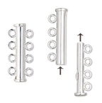 2pcs Adabele Authentic 925 Sterling Silver 4 Strands Multi-Strand Slide Lock Tube Clasp Set 25mm Hypoallergenic Nickel Free for DIY Layering Jewelry Making SS188 - color: Sterling Silver, size: 4-Strand Clasp - 2pcs