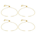 4pcs Adjustable Slider Bracelet for Jewelry Making, Bracelet Extender Chains with Rhinestones Ends Slider Extender Chains for Women DIY Bracelets Jewelry Craft Supplies(18K Gold)