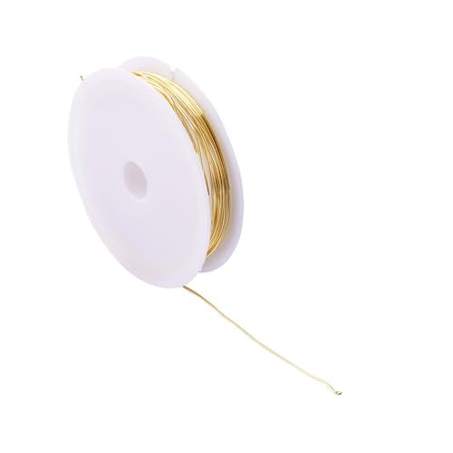1 Roll 10.17 Feet(3.1m) 21 Gauge Round Copper Jewelry Bendable Wire Long-Lasting Plated Jewelry Wire Soft Artistic Wires Copper Metal Beading for Jewelry Making Crafts,Light Gold - color: 21 Gauge,Light Gold