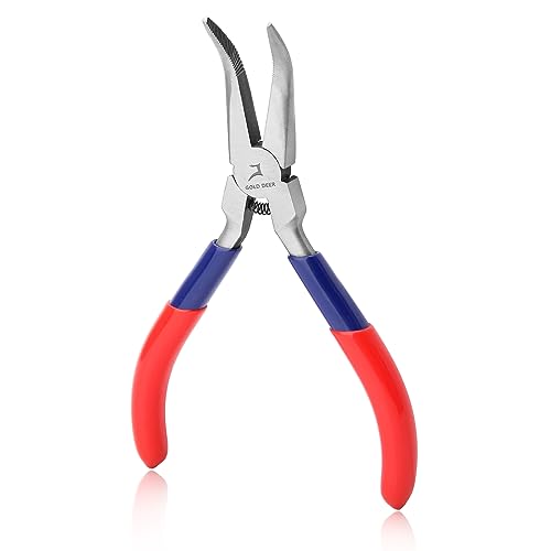 Mini Bent Chain Nose Pliers With Serrated Jaw - Precision Tool For Gripping, Bending Wires - style: Bent Nose Pliers
