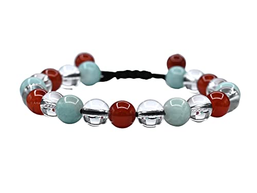Amazing Gemstone Creativity Manifestation Bracelet - Clear Quartz Amazonite Carnelian Set for Men Women Healing Calming Anxiety Stress Relief Gifts Pulseras Para Hombres Mujer Stocking Stuffers - color: Creativity