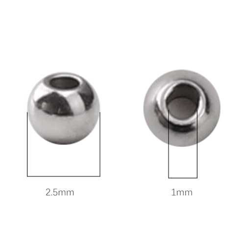 304 Stainless Steel Round Beads 2.5mm 400pcs Spacer Beads for Jewelry DIY Making and Repairing - size: 2.5mm