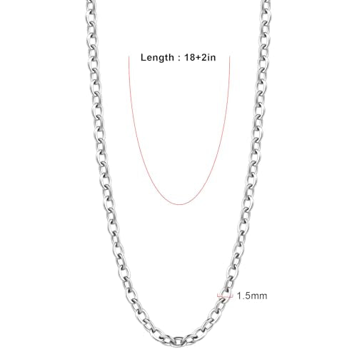 24PCS Cable Necklace Chains for Jewelry Making 1.5MM Stainless Steel Cable Cross Link Chains Bulk for DIY Necklace - color: stainless steel(1.5mm/18 inches)