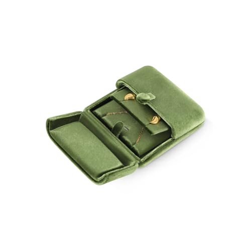 Resilient Velvet Jewelry Box, Necklace and Earring Organizer Box for Women Girls Bridal, Jewelry Storage Case for Home Daily Use Travel Wedding Engagement Retail Display (Green) - color: Green, size: Pendant/Earrings Box