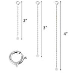 White Gold Necklace Extender 925 Sterling Silver Necklace Bracelet Ankle Extenders Chain Extension for Jewelry Making（2 3 4 inch） - style: White Gold-Round Tag