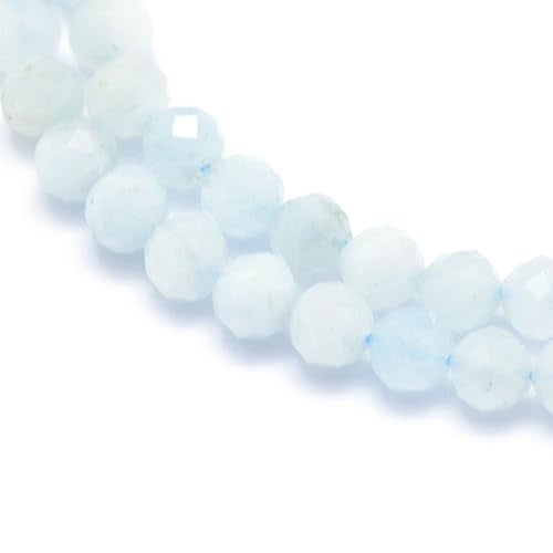 LiQunSweet 110 Pcs 3mm Natural Aquamarine Beads Strands Faceted Round Small Loose Crystal Gemstone Bead Spacer for DIY Jewelry Making Bulk - color: Natural Aquamarine Beads_3mm