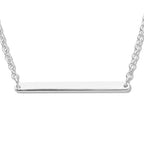 Horizontal Bar Necklace for Women, Sterling Silver or 14K Gold Plated Silver, Minimalist, CZ Diamond, Dainty Bar Pendant - Unique Jewelry Gift - style: Minimalist - Silver