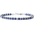 Ganbatte Handmade Beaded Bracelet, Natural Stone and Silver Stainless Steel, Boho Style Women's Jewelry - color: Lapis Lazuli