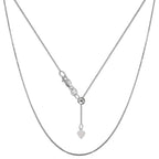 Savlano 925 Sterling Silver Solid 0.8mm Box Adjustable Bolo 14-24 Inch Chain Necklace For Women - Made in Italy Comes With a Gift Box - style: Rhodium Plated