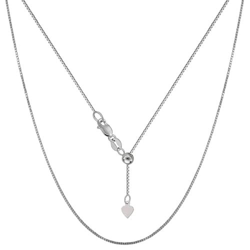 Savlano 925 Sterling Silver Solid 0.8mm Box Adjustable Bolo 14-24 Inch Chain Necklace For Women - Made in Italy Comes With a Gift Box - style: Rhodium Plated