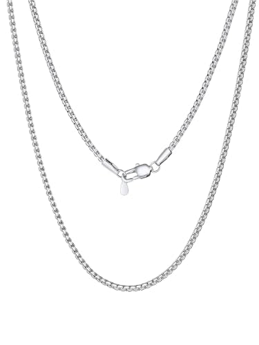 PROSTEEL Stylish Stainless Steel Flat Box Link Chain Necklace for Men, Silver/Gold/Black Tone, Hypoallergenic Jewelry, 14"-30", Come with Box - size: 28 inch(71cm), style: 2mm-Elegant Silver
