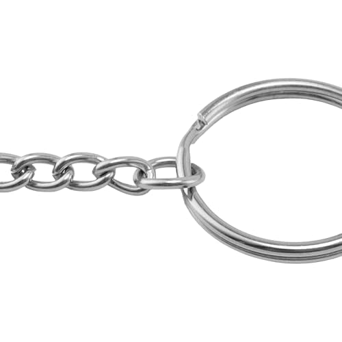 JEUIHAU 400 PCS Split Key Rings with Chains,1 Inch (25mm) Silver Keychain Ring with Open Jump Rings