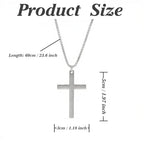 Cross Necklace for Men Silver Premium Alloy Solid Color Cross Pendant Necklace for Men Women Teens - color: Silver-Stainless Steel-20in
