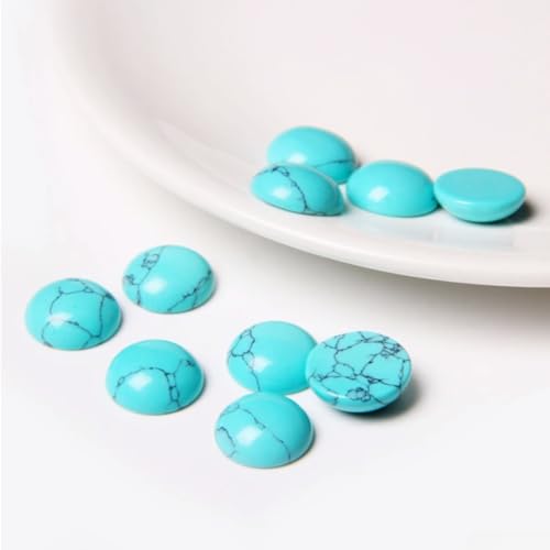 20pcs 8mm Natural Stone No Hole Turquoise Semicircle Smooth Cabochons Beads Healing Chakra Crystal Stone Bead for Jewelry Making Rings Earrings Necklace Bracelet DIY Crafts - color: Turquoise, size: 8mm