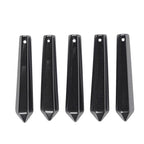 50mm Natural Hematite Hexagonal Wand Jewelry Making Crystal Pointed Chakra Reiki Healing Beads 2mm Hole Drilled(Pack of 5) - color: Hematite