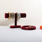 Bracelet T Bar Display for Selling, Wahtch Stand Jewelry Display, Velvet Bangle Holder Organizer【Red】 - color: Red