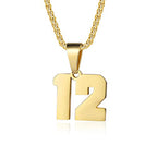 Number Necklaces Personalized Necklaces 18K Gold Plated Initial Number Pendant Stainless Steel Chain Sports Necklaces for Men Women - color: Gold, style: 12