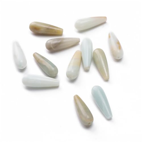 BEADIA Natural Amazonite Teardrop Stone Beads 10x30mm 12pcs Dangle Earring Charm for DIY Jewelry Making - color: Amazonite