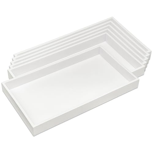 6-Pack 1.5" Stackable Plastic Jewelry Trays - Fit Full Size Inserts - Organizing Rings, Necklaces - Home, Drawer, or Retail - White by The Display Guys - color: White, size: Tray Only - 1.5" (6-Pack)