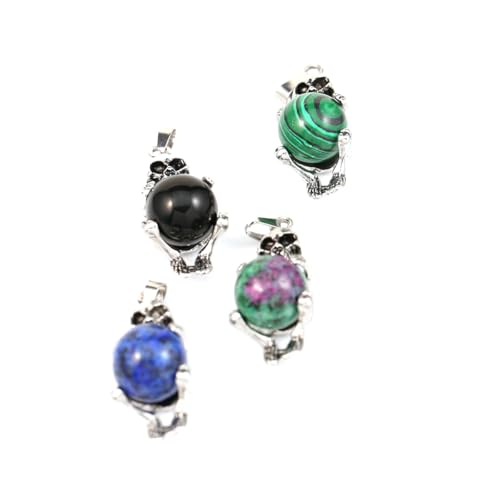 LE SKY 8 Pcs Natural Stone Pendants Unique Skull Shape Healing Crystal Charms for Jewelry Making Necklace