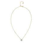 PAVOI 14K Gold Plated Post Faux Diamond Round Solitaire Pendant Halo Necklace | Gold Necklace for Women | Slider Adjustable - style: Princess